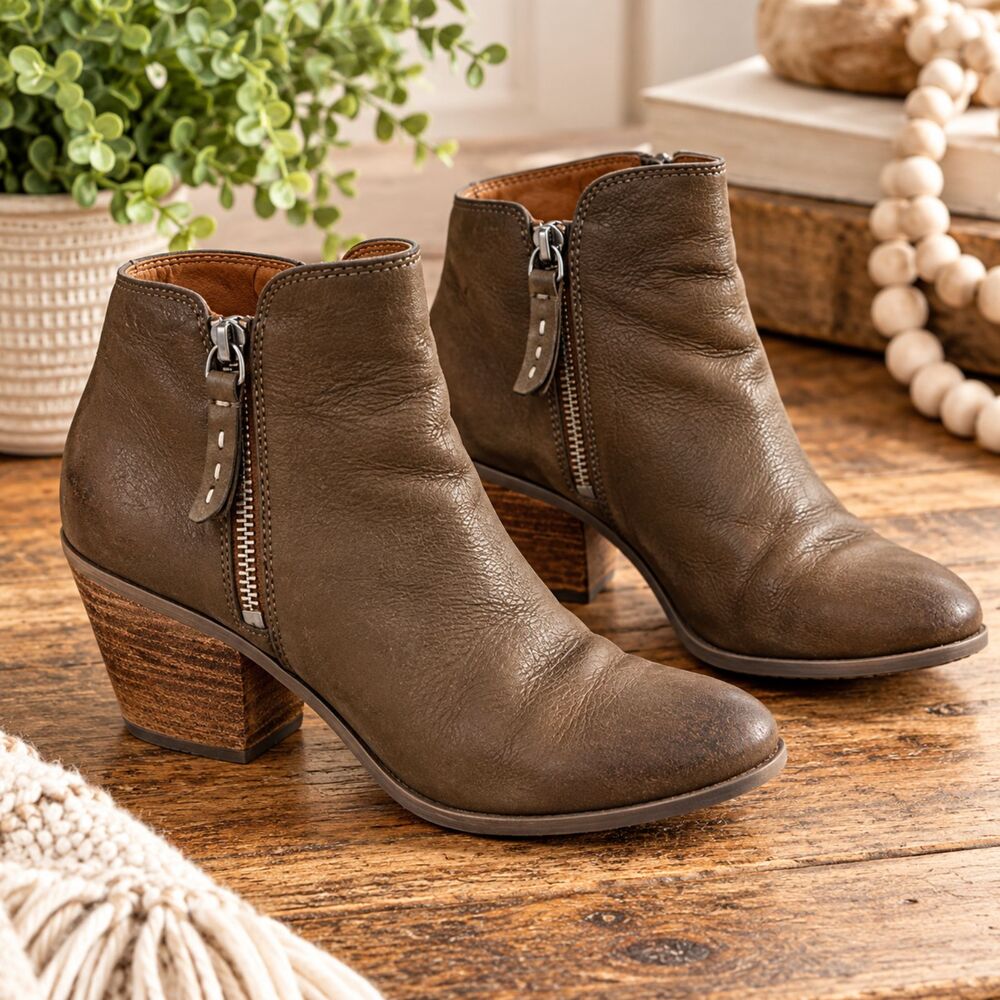 Frye Judy Leather Ankle Booties Brown Nubuck Size 6 Western Boho Festival